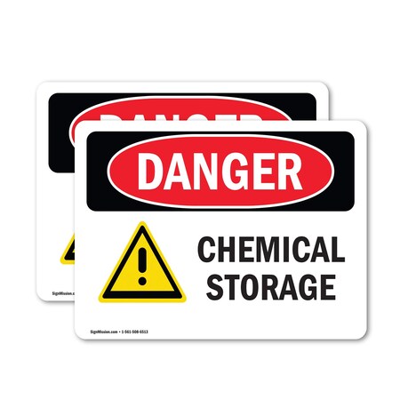 Signmission Chemical Storage Danger Sign, Vinyl Decal, 5in W x 3.5in L, 2PK OS-2PACK-DS-D-35-L-1060